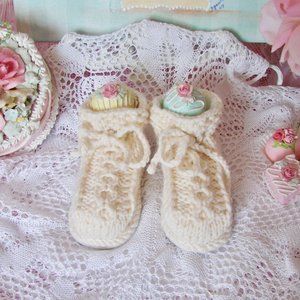 Toddler Infant, Real Irish Cable Knit Booties, Hand Knitted in Ireland